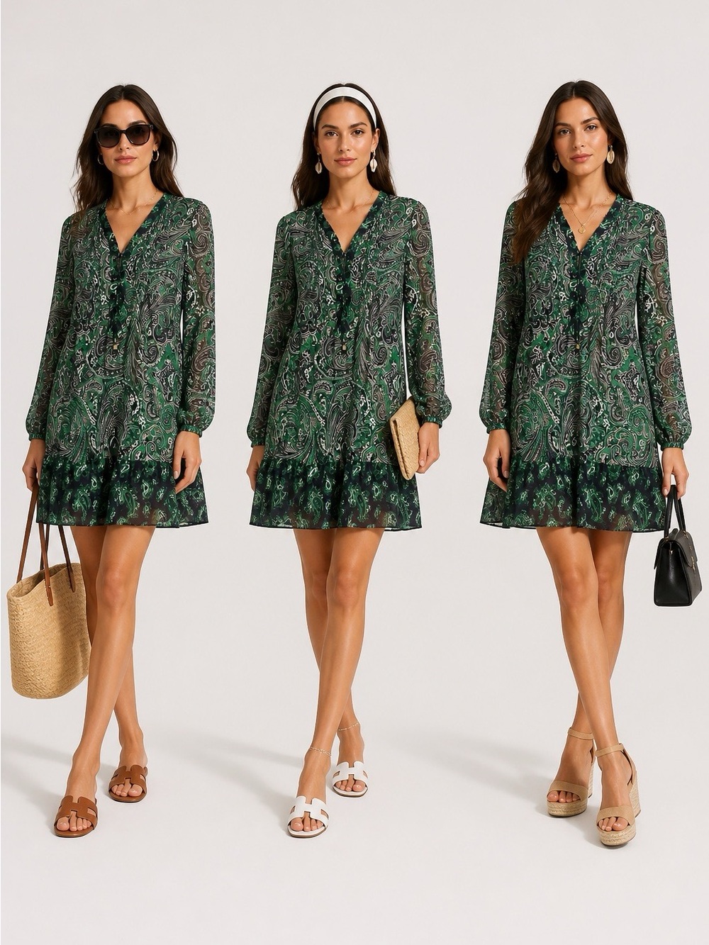 Michael Kors Green and Black Paisley Dress beach coverup/dress